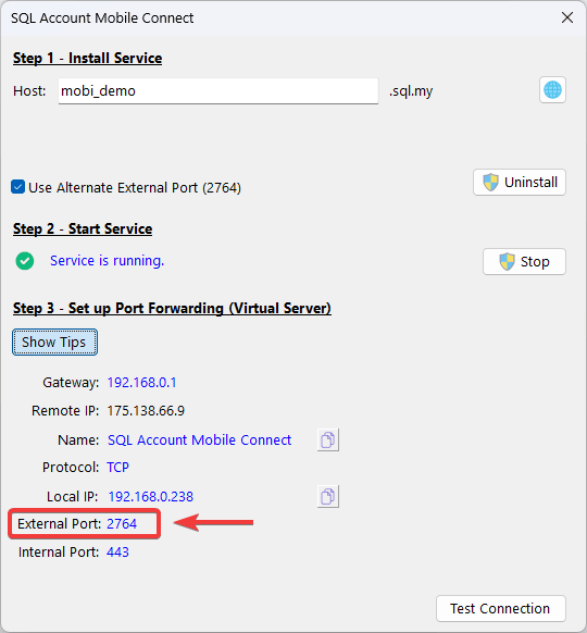 alternative external port 2764