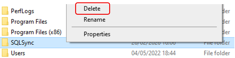 delete-sqlsync-folder