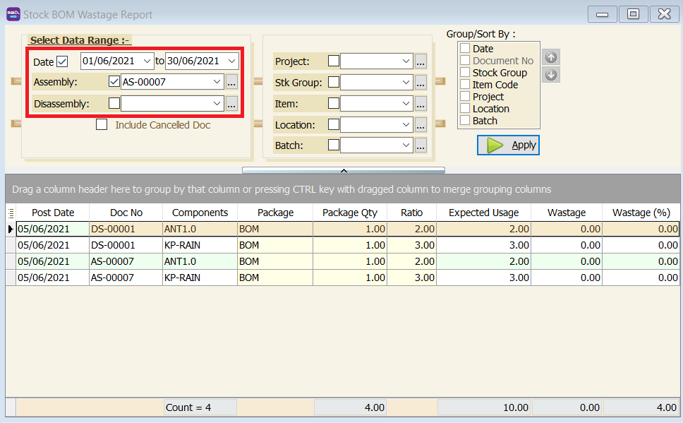 bom-wastage-select-date-range