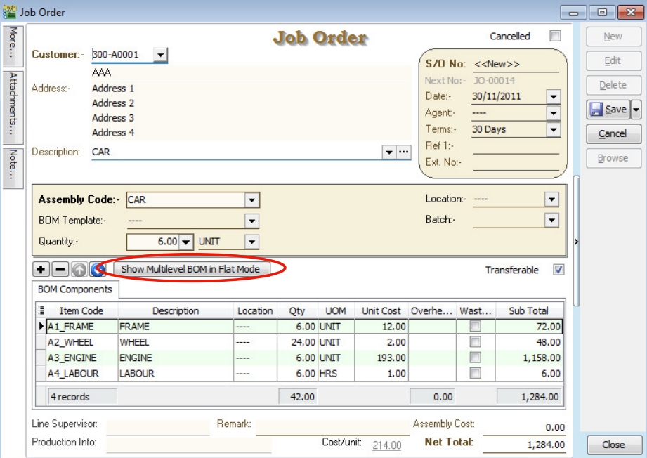 click-show-multilevel-bom-in-flat-mode