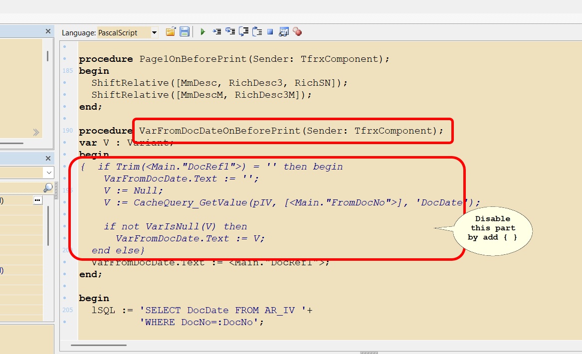 disable-code-using-curlybracket