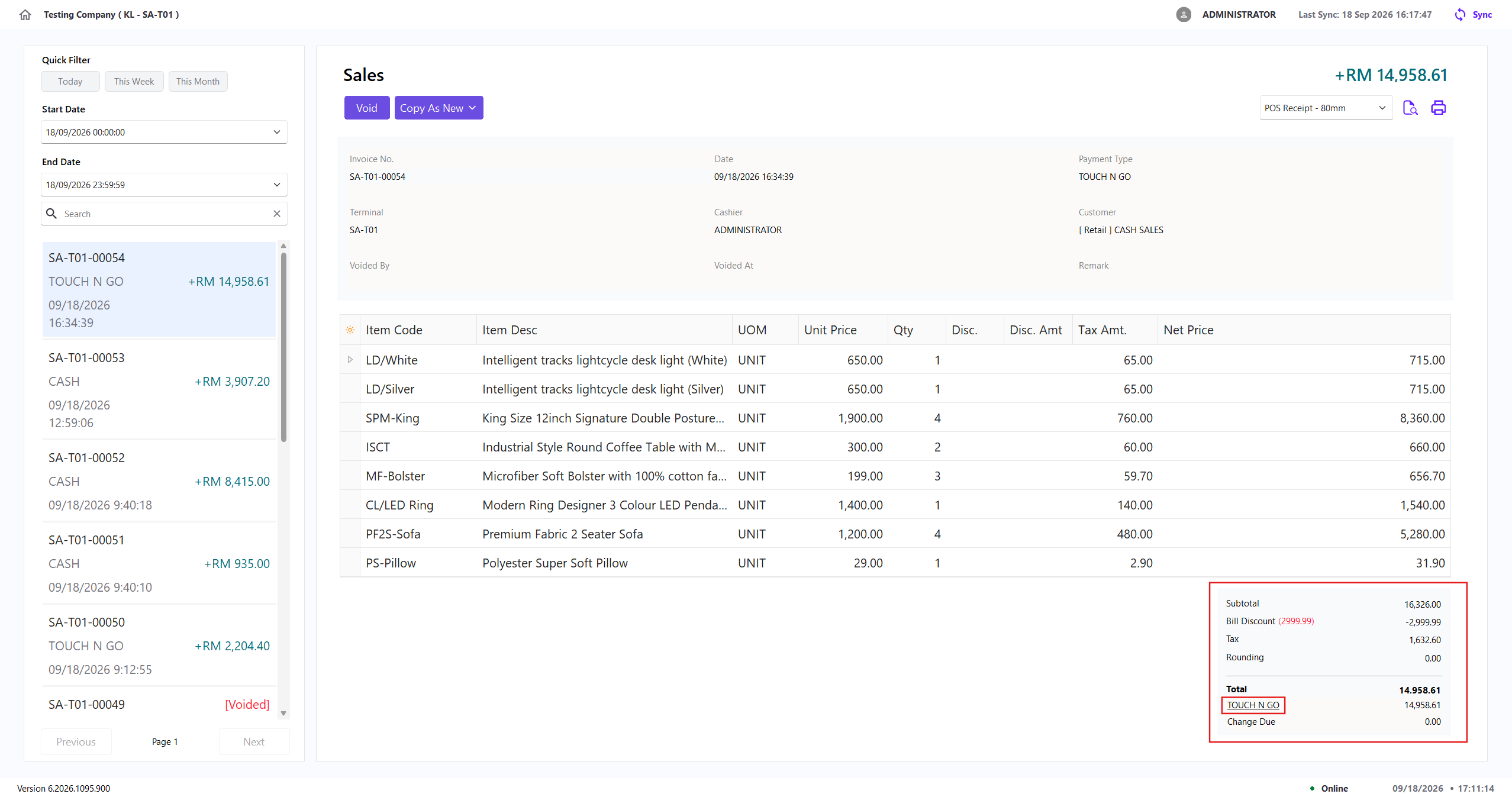Open payment details