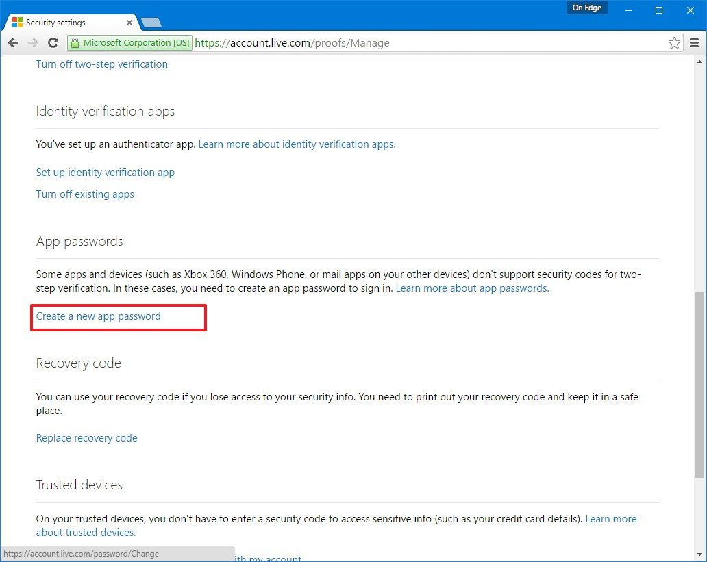 microsoft-create-app-password