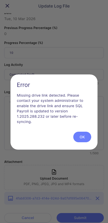 Missing Drive Link error