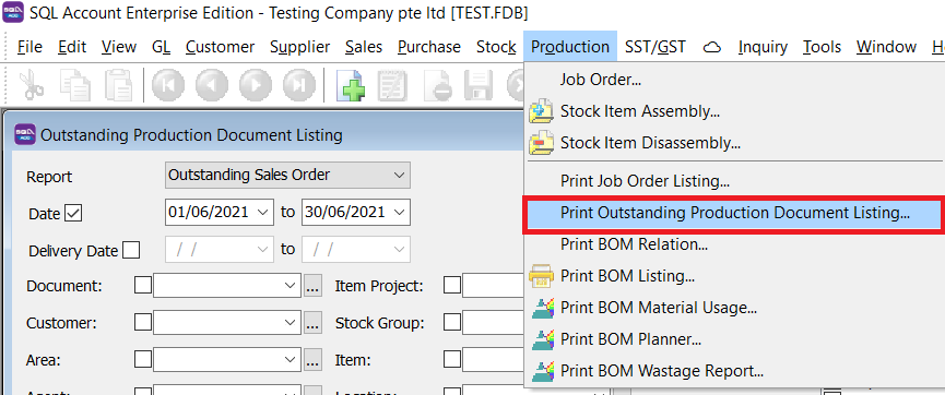 navigate-outstanding-production-document-listing