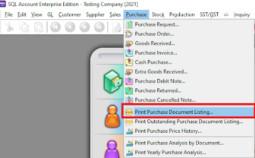 navigate-purchase-document-listing