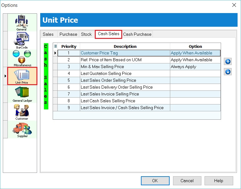 options-unitprice-cash-sales