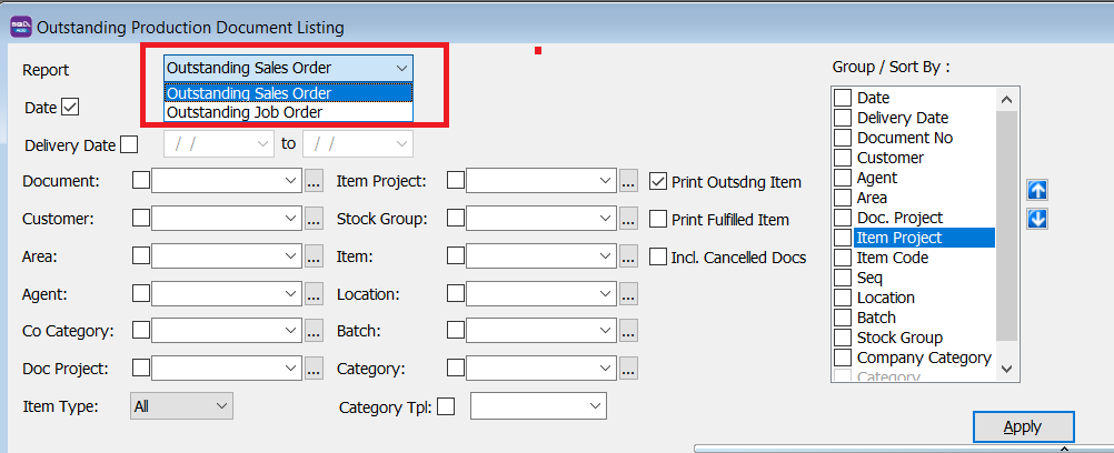 outstanding-production-document-listing-report-type