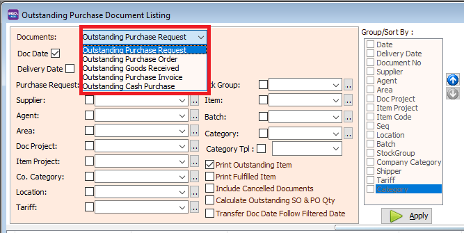 outstanding-purchase-document-listing