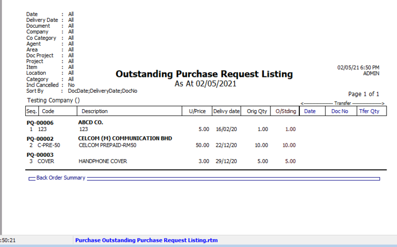 outstanding-purchase-document-listing-report