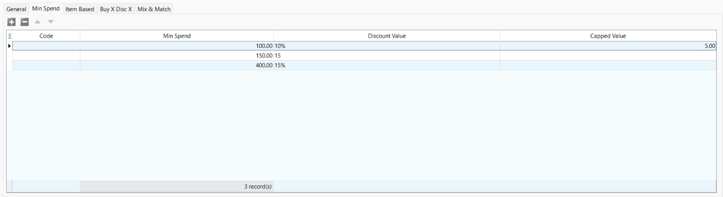Minimum Spend tab in Maintain POS Promotion