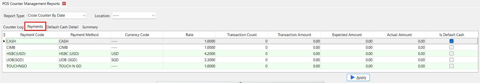 Print Counter Management Report - by Date Payment