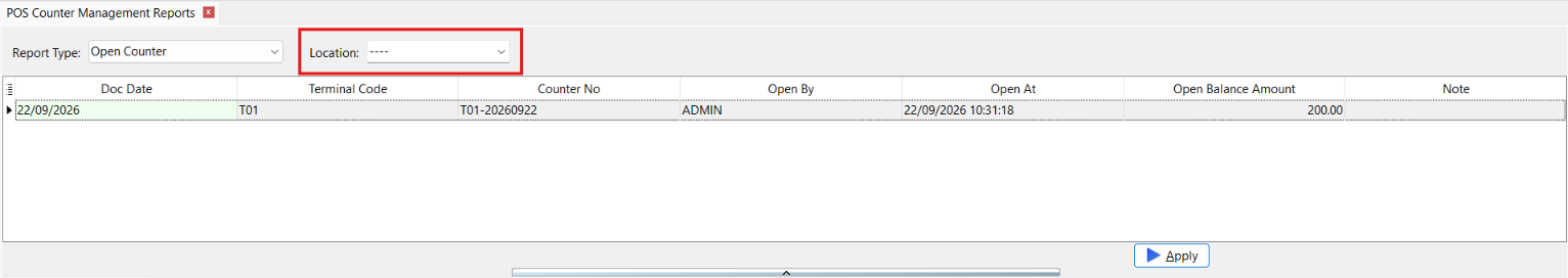 Print Counter Management Report Location