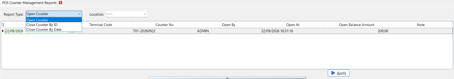 Print Counter Management Report Type