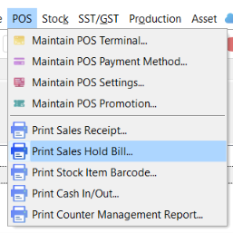 Print Sales Hold Bill