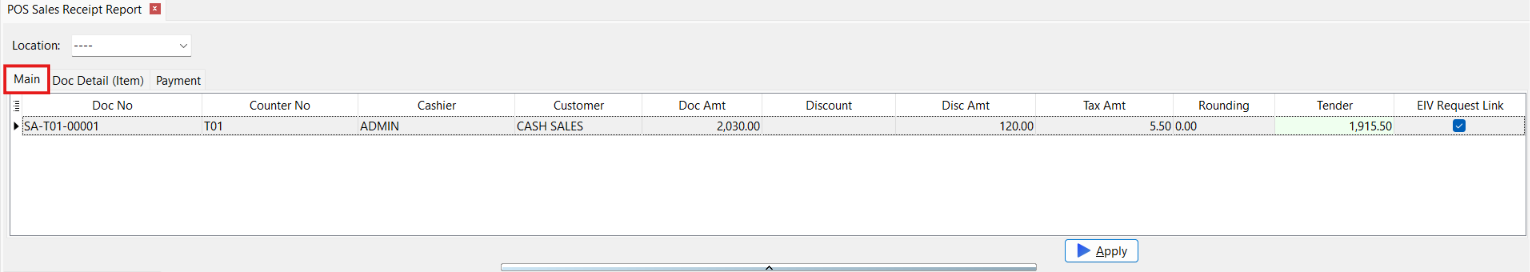 Print Sales Receipt Main