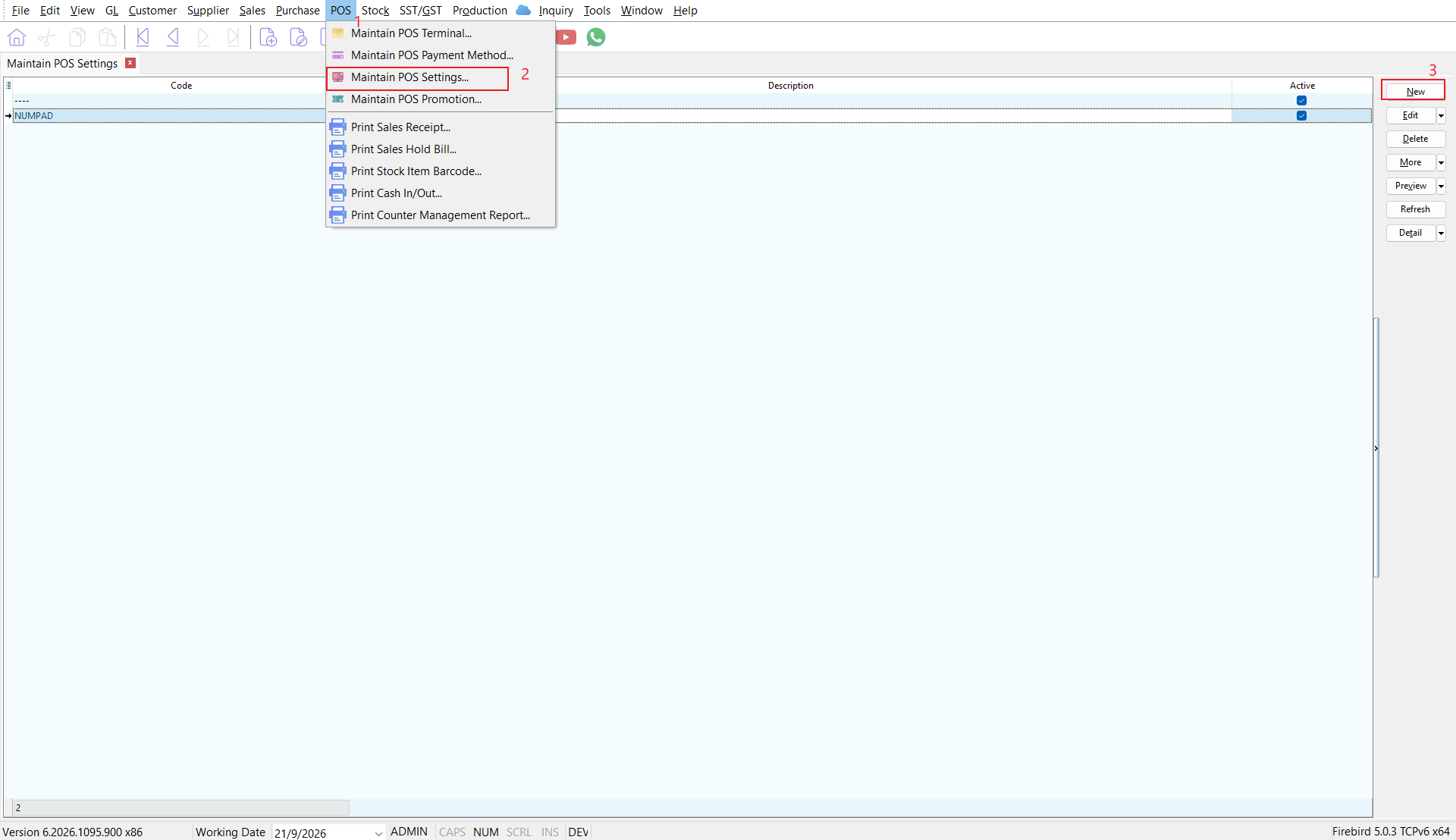Open Maintain POS Settings