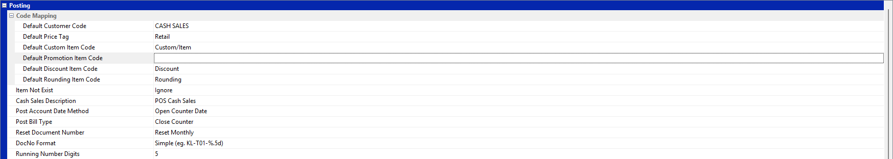 POS posting settings