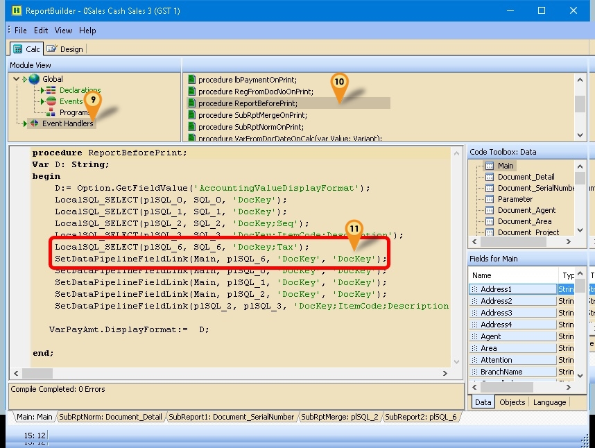 procedure-before-print-insert-code