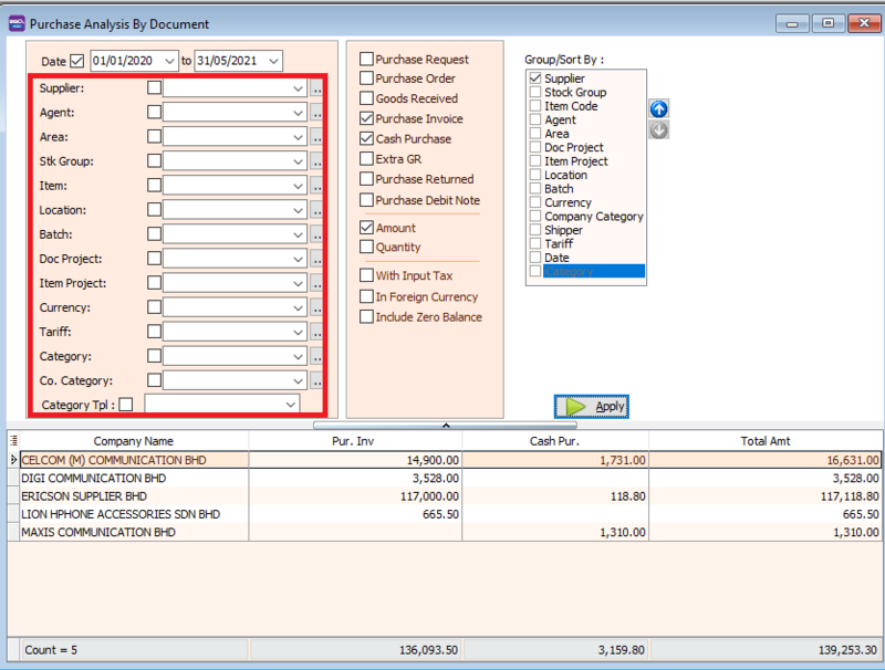 purchase-analysis-by-document-filter
