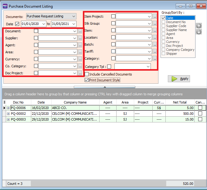 purchase-document-listing-group-sort-by