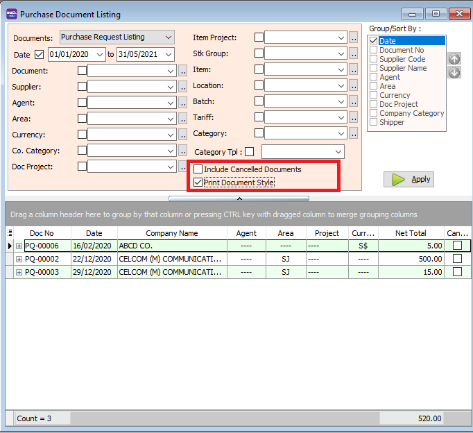purchase-document-listing-print-document-style