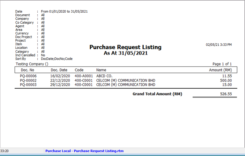 purchase-document-listing-report