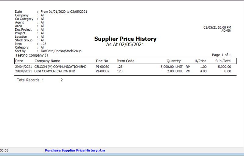 purchase-price-history-report