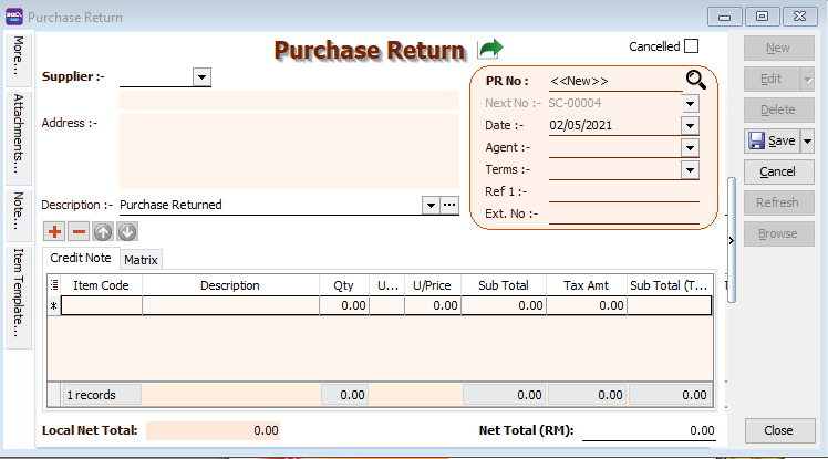 purchase-returned-data-entry