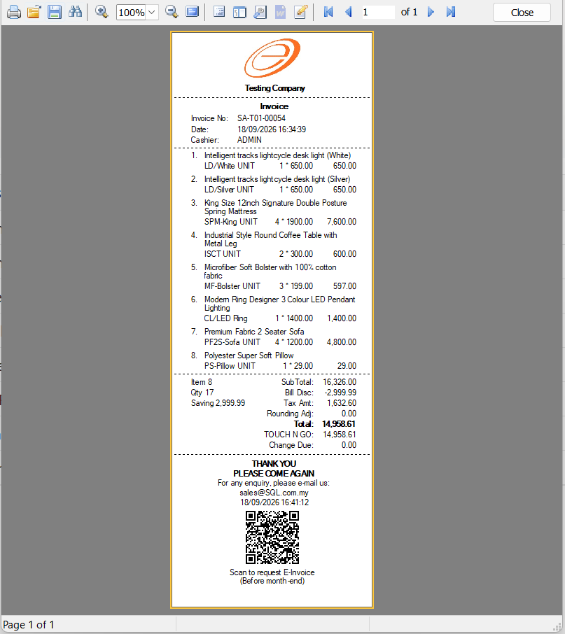 Receipt preview