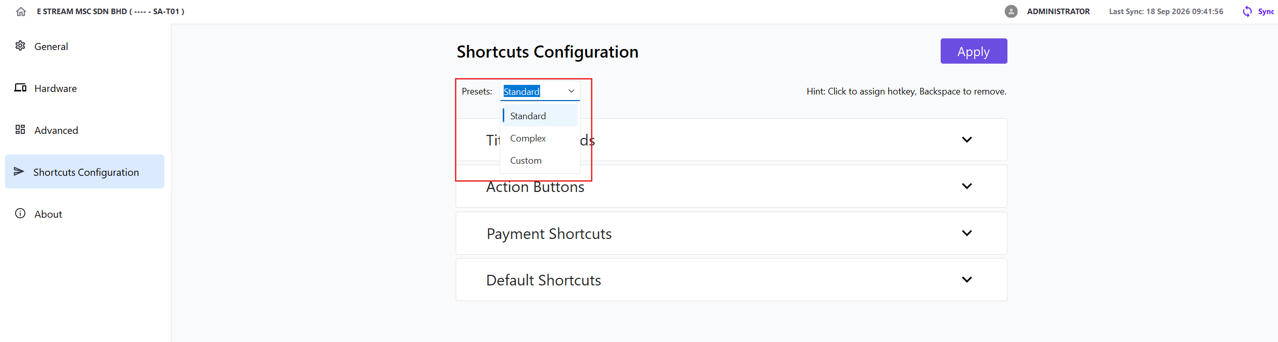 shortcut-configuration-preset